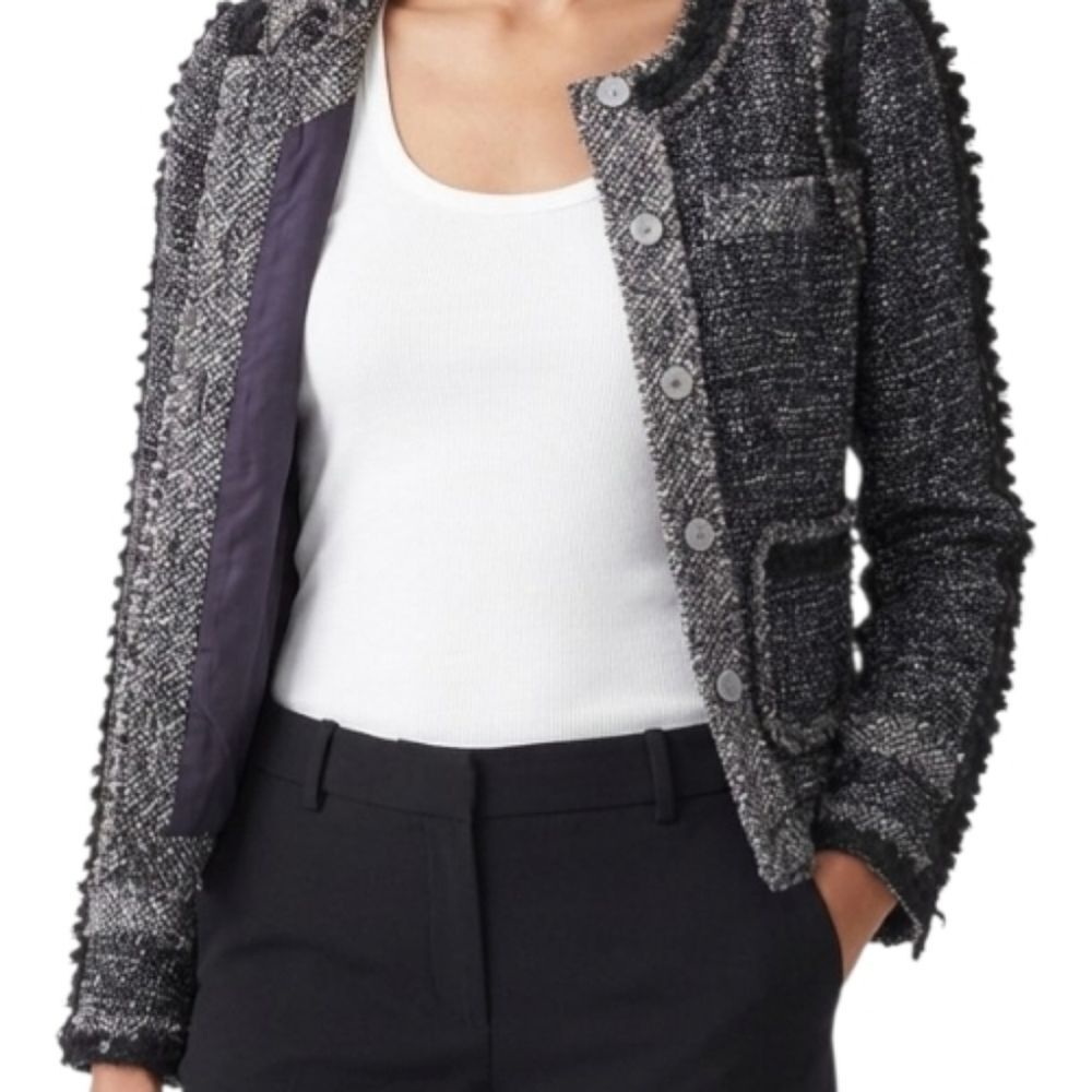 Rebecca Taylor Gray Boucle Tweed Blazer Jacket - Picture 6 of 16